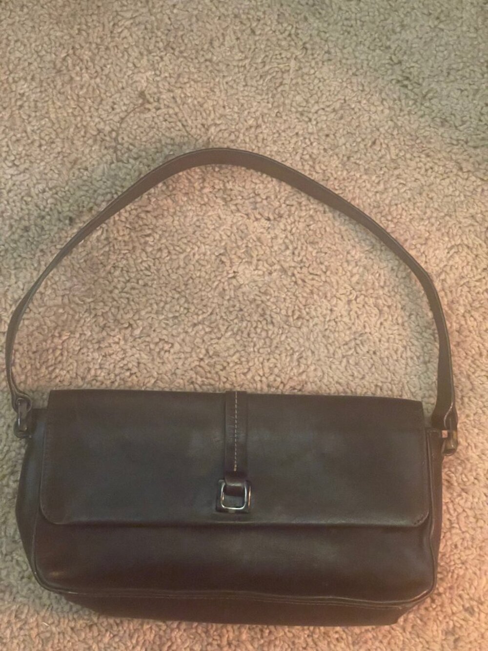 Ann Taylor Genuine Leather Dark Brown Shoulder Bag Flap Purse